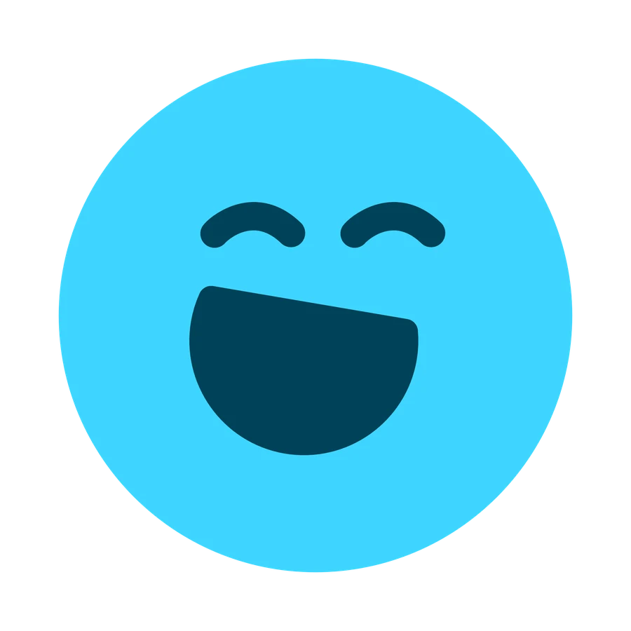 Tappy face mark: a laughing blue circle