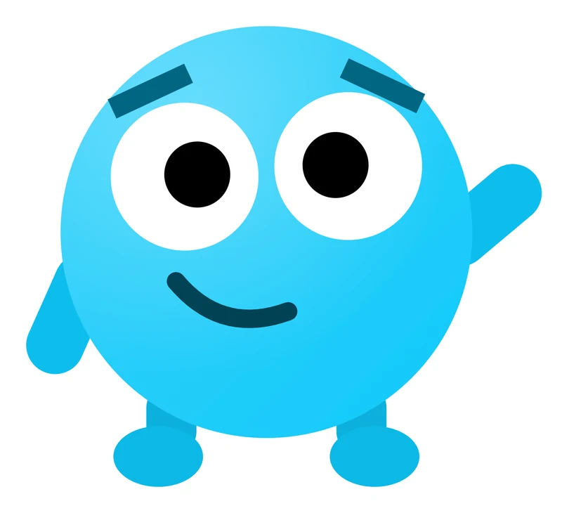 Tappy, a round blue character, waving hello